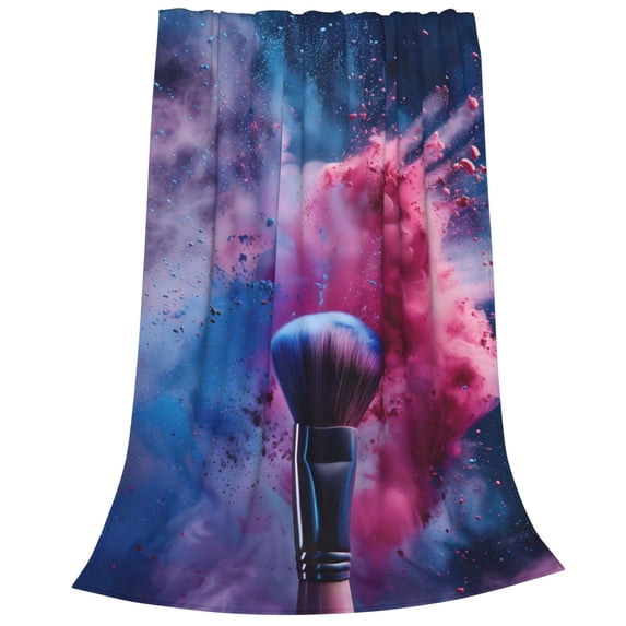 Salouo Color Explosion Makeup Brush Print Bed Blankets,Flannel Blanket Comfortable Air Conditioning Blanket Lightweight Blanket for Sofa Bed Travel & Couch -80"x60"