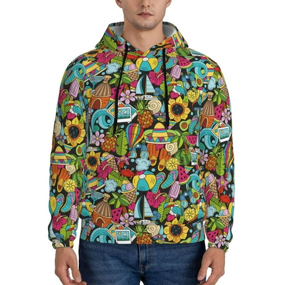 Salouo Color Summer Pattern Men's Fall Hoodie Sweatshirt,Sport Hoodie with Pockets for Men Pullover Casual Hooded Sweatshirt-XX-Large