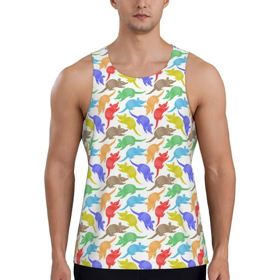 Salouo Colored Armadillos for Men's Tank Tops,Sleeveless Muscle Shirts for Men Quick Dry Workout Tank Top Gym Muscle Tee Fitness Bodybuilding Sleeveless T Shirt-XX-Large