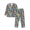 thumbnail image 1 of Salouo Colored Glass Print Button-Front Long Sleeve Pajama Set for Men, Soft 2Pjs Men's Long Sleeve Sleepwear-XX-Large, 1 of 7