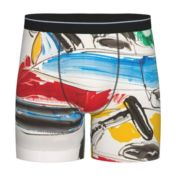 Salouo Colorful Abstract Bumper Cars Pattern Men's Boxer Briefs, Soft & Breathable Underwear Elastic Waistband Briefs for Men,1-Pack