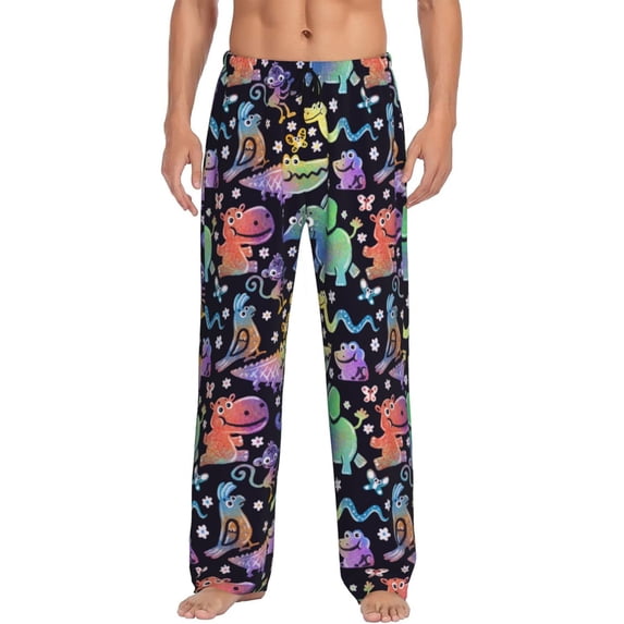Salouo Colorful Animals Print Pajama Pants for Men, Lounge Pants Elastic Waistband Casual Men's sleepwear Loungewear Sleep Pajama Pant -