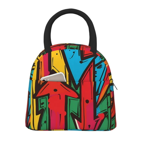 Salouo Colorful Arrow Graffiti Pattern for Insulated Lunch Bag for Women/Men - Leakproof Cooler Tote Bag Organizer - Reusable Lunch Box for Office Picnic Hiking Beach-One Size