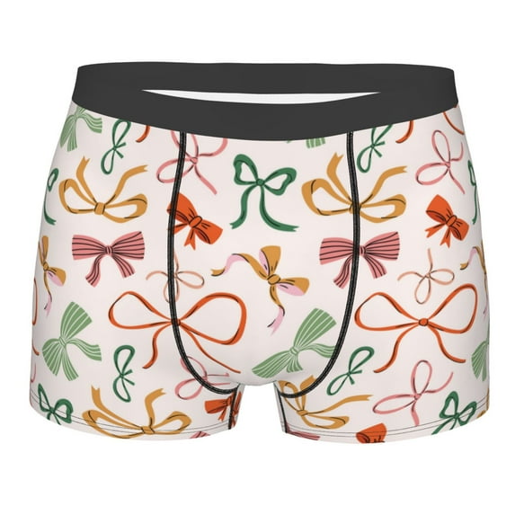 Salouo Colorful Bow Knots Print Men's Boxer Briefs,Breathable Underwear Elastic Waistband Briefs for Men -XX-Large