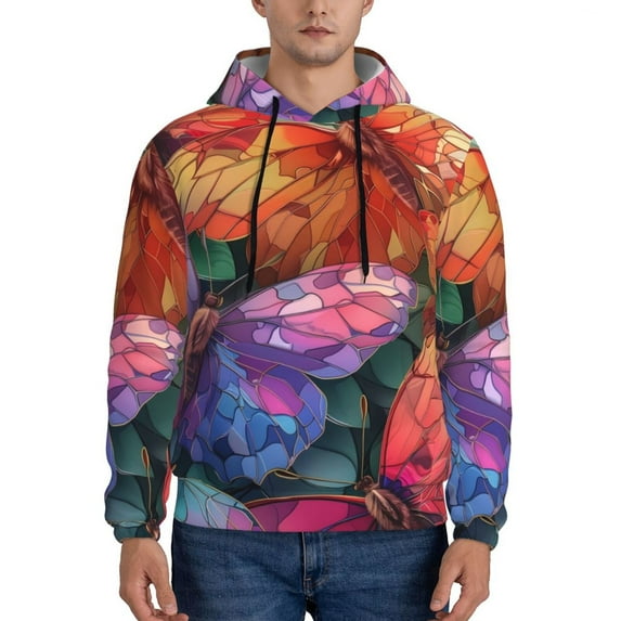 Salouo Colorful Butterfly Cluster Pattern Men's Fall Hoodie Sweatshirt,Sport Hoodie with Pockets for Men Pullover Casual Hooded Sweatshirt-Large