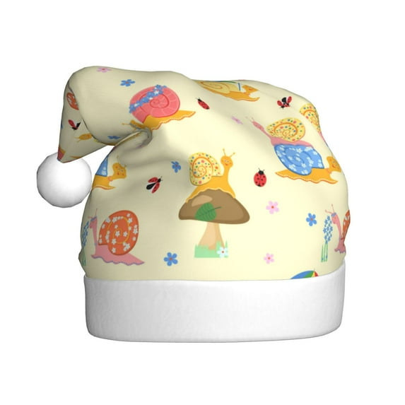 Salouo Colorful Cartoon Snail for Adult Christmas Hat Xmas Holiday Hat Santa Hat for Women & Men Festive Headwear Accessories Fit for Christmas/ New Year/Holiday/Party,1PC