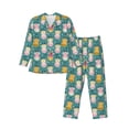 thumbnail image 1 of Salouo Colorful Cow Print Button-Front Long Sleeve Pajama Set for Men, Soft 2Pjs Men's Long Sleeve Sleepwear-Large, 1 of 7