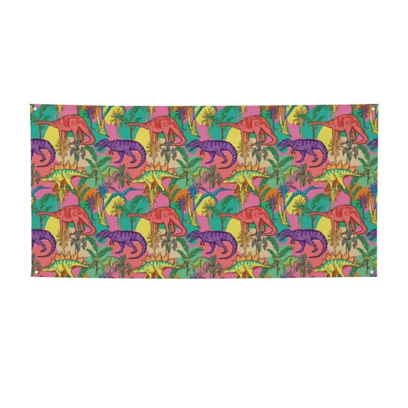 Salouo Colorful Dinosaur Pattern Holiday Banner Outside Party Decoration Banner (1PC) Festival Supplies Fit for Birthday Parties & Celebrations & Chrismas-Medium