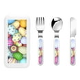 thumbnail image 1 of Salouo Colorful Easter Eggs Pattern 3 Pieces Toddler Utensils, Kids Silverware Set Stainless Steel Utensils for Kids Children Safe Spoons Forks & Knife Dishwasher Safe, 1 of 8