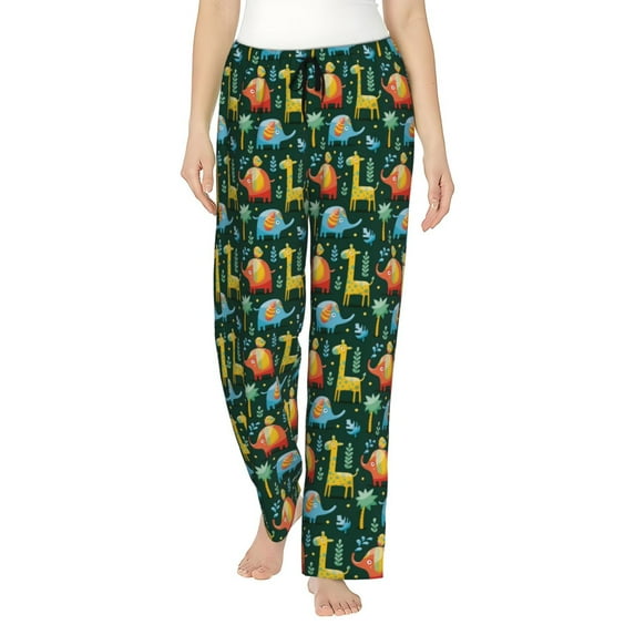 Salouo Colorful Elephants Print Women's Pajama Pants Casual Loose Sweatpants PJs Flowy Pants Drawstring Palazzo for Women Wide Leg Pants Lounge Pajama -XX-Large