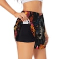 thumbnail image 1 of Salouo Colorful Floral Black Dog Print Women's 2 in 1 Running Shorts Double-Layer Shorts Athletic Workout Gym Yoga Shorts Running Shorts for Women-Medium, 1 of 7