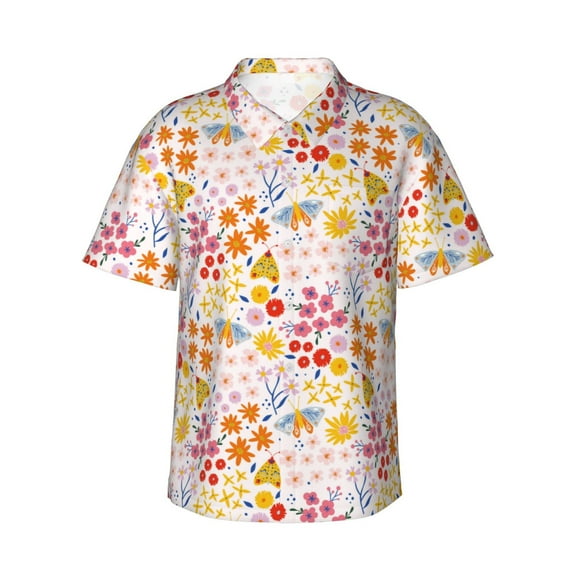 Salouo Colorful Floral for Hawaiian Shirt for Men,Summer Beach Casual Short Sleeve Button Down Shirts Men's Regular-Fit Short-Sleeve Print Shirt -XX-Large