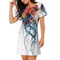 thumbnail image 1 of Salouo Colorful Floral Jellyfish Print Short Sleeve Sleepshirt for Womens Comfy Nightgown Scoopneck Cute Nightdress Ruffle -Small, 1 of 7