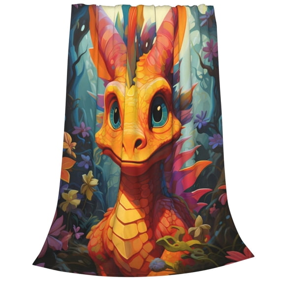 Salouo Colorful Flower Chameleon Print Bed Blankets,Flannel Blanket Comfortable Air Conditioning Blanket Lightweight Blanket for Sofa Bed Travel & Couch -60"x50"