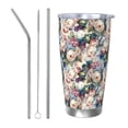 thumbnail image 1 of Salouo Colorful Flowers Print 20oz Tumbler with Lid,Stainless Steel Vacuum Insulated Tumbler Durable Insulated Coffee Mug Thermal Cup with Splash Proof Sliding Lid-Straw Three-piece Set, 1 of 8