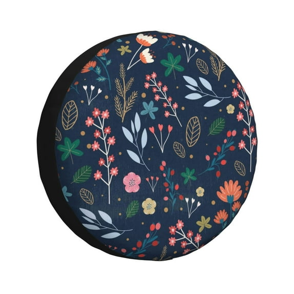 Salouo Colorful Flowers Print Spare Tire Cover 14-17 inch Spare Tire Protector Universal Tough Tire Wheel Cover for Trailer SUV and Truck-14 inch
