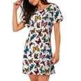 thumbnail image 1 of Salouo Colorful Flying Butterflies Print Short Sleeve Sleepshirt for Womens Comfy Nightgown Scoopneck Cute Nightdress Ruffle -XX-Large, 1 of 7