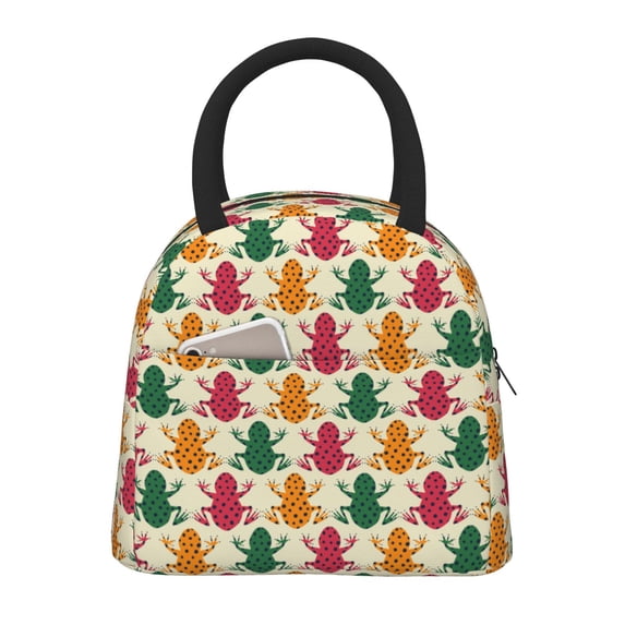 Salouo Colorful Frogs for Insulated Lunch Bag for Women/Men - Leakproof Cooler Tote Bag Organizer - Reusable Lunch Box for Office Picnic Hiking Beach-One Size