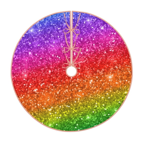 Salouo Colorful Glitter Christmas Tree Skirt 48" Farmhouse Christmas Decorations Snowman Xmas Tree Skirt Tree Mat for Holiday Party Decor