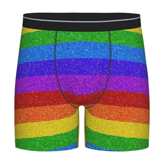Salouo Colorful Glitter Rainbow Pattern Men's Boxer Briefs, Soft & Breathable Underwear Elastic Waistband Briefs for Men,1-Pack