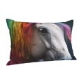 thumbnail image 1 of Salouo Colorful Haired White Horse Pattern Pillow Cases,1PC Pillow Covers with Envelope Closure Decorative Pillow Case for Bed Couch,Pillows Not Included-14"x20", 1 of 6