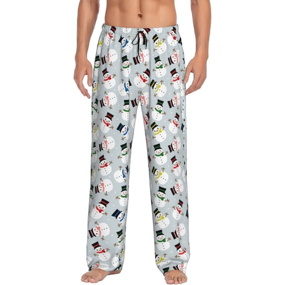 Salouo Colorful Hat Snowman Print Pajama Pants for Men, Lounge Pants Elastic Waistband Casual Men's sleepwear Loungewear Sleep Pajama Pant -XX-Large