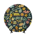 thumbnail image 1 of Salouo Colorful Hippie Pattern Bone China Decorative Plate,Holiday Decor Decorative Ceramic Plates with Stand Elegant Home DéCor for Hallway/Living Room/Bedroom-7in, 1 of 6