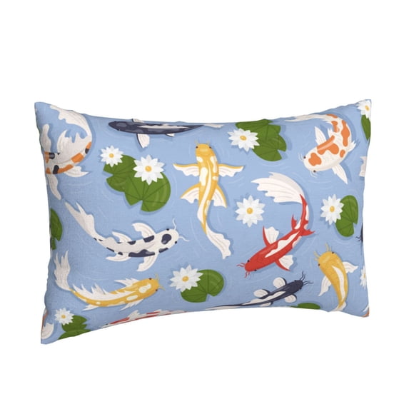 Salouo Colorful Koi Fish Print Print Pillow Case Cover,Wrinkle-Free Bed Pillow Cover Pack of 1 Home Decor Fade-Resistant and Stain-Resistant ,Pillows Not Included -14"x20"