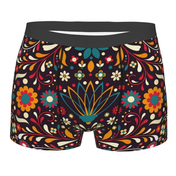 Salouo Colorful Mexican2 Print Men's Boxer Briefs,Breathable Underwear Elastic Waistband Briefs for Men -Large