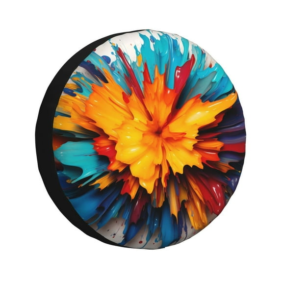 Salouo Colorful Paint Print Print Spare Tire Cover 14-17 inch Spare Tire Protector Universal Tough Tire Wheel Cover for Trailer SUV and Truck-15 inch