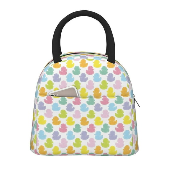 Salouo Colorful Rubber Duck for Insulated Lunch Bag for Women/Men - Leakproof Cooler Tote Bag Organizer - Reusable Lunch Box for Office Picnic Hiking Beach-One Size