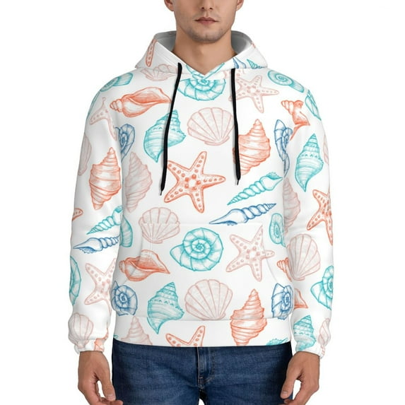 Salouo Colorful Seashells1 Pattern Men's Fall Hoodie Sweatshirt,Sport Hoodie with Pockets for Men Pullover Casual Hooded Sweatshirt-4X-Large