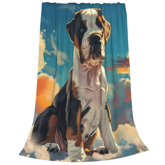 Salouo Colorful Sky Puppy Print Bed Blankets,Flannel Blanket Comfortable Air Conditioning Blanket Lightweight Blanket for Sofa Bed Travel & Couch -40"x30"