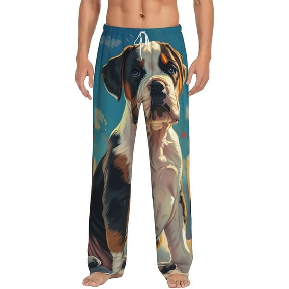 Salouo Colorful Sky Puppy Print Pajama Pants for Men, Lounge Pants Elastic Waistband Casual Men's sleepwear Loungewear Sleep Pajama Pant -Medium