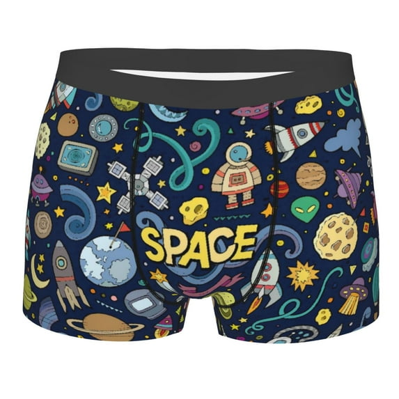 Salouo Colorful Space Print Men's Boxer Briefs,Breathable Underwear Elastic Waistband Briefs for Men -XX-Large