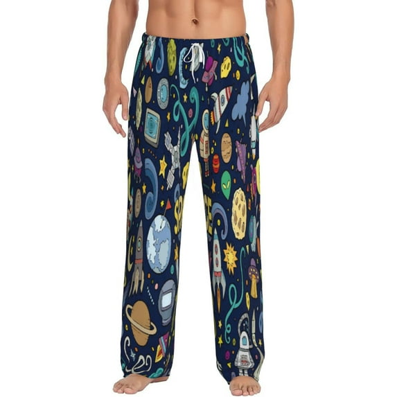Salouo Colorful Space Print Pajama Pants for Men, Lounge Pants Elastic Waistband Casual Men's sleepwear Loungewear Sleep Pajama Pant -X-Large