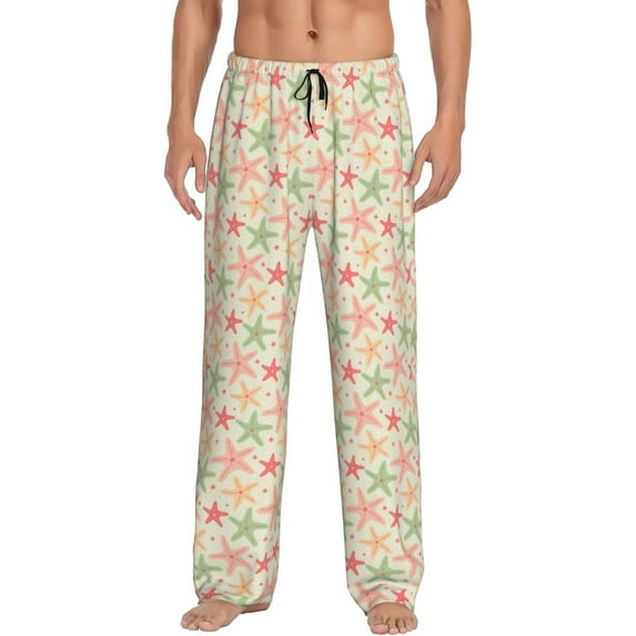 Salouo Colorful Starfish Print Pajama Pants for Men, Lounge Pants Elastic Waistband Casual Men's sleepwear Loungewear Sleep Pajama Pant -