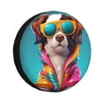 thumbnail image 1 of Salouo Colorful Sunglasses Dog Print Spare Tire Cover 14-17 inch Spare Tire Protector Universal Tough Tire Wheel Cover for Trailer SUV and Truck-15 inch, 1 of 6