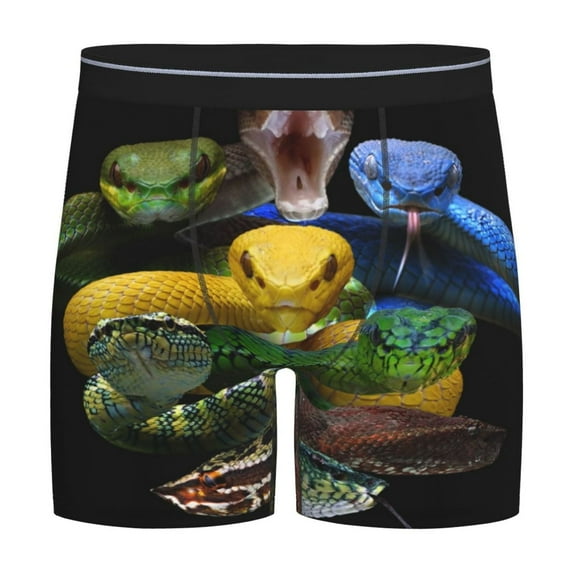 Salouo Colorful Viper Snake Pattern Men's Boxer Briefs, Soft & Breathable Underwear Elastic Waistband Briefs for Men,1-Pack