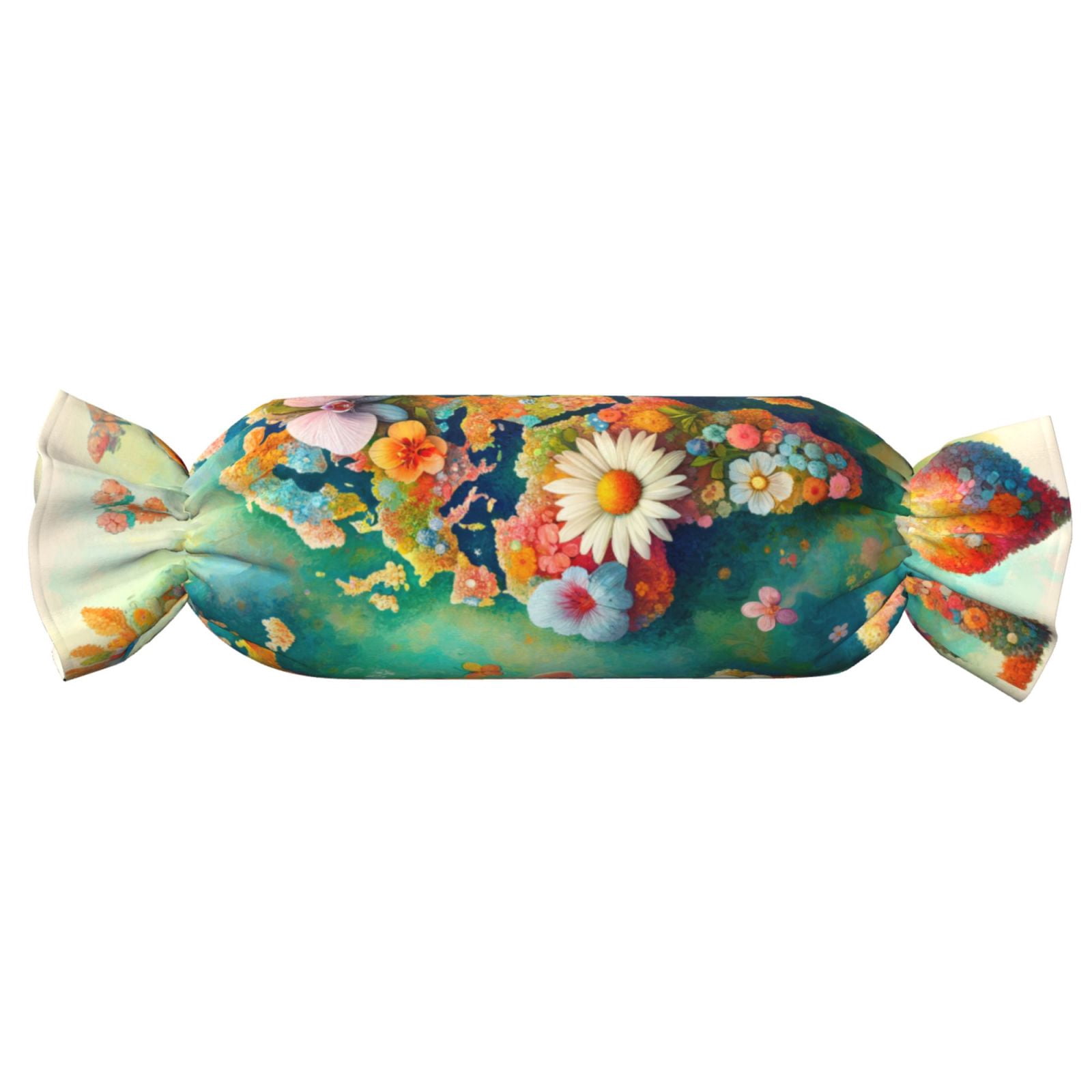 Salouo Colorful World Map Pattern Cute Bolster Pillow,Cylindrical Pillow Long Pillow for Bed Round Side Pillow for Knee/Leg/Neck ,- Length 24.4" x 9.8" Diameter