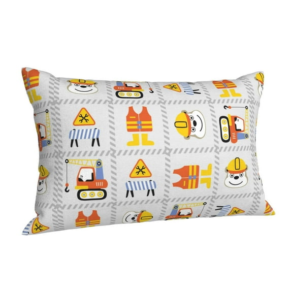Salouo Construction Equipments Worker Pattern Pillow Cases,1PC Pillow Covers with Envelope Closure Decorative Pillow Case for Bed Couch,Pillows Not Included-16"x24"