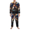 thumbnail image 1 of Salouo Cool Cat With Sunglasses Print Button-Front Long Sleeve Pajama Set for Men, Soft 2Pjs Men's Long Sleeve Sleepwear -XX-Large, 1 of 7