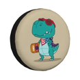 Salouo Cool Dino Playing Skateboard Print Spare Tire Cover 1417 inch