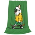 thumbnail image 1 of Salouo Cool Skateboarding Bulldog Print Bed Blankets,Flannel Blanket Comfortable Air Conditioning Blanket Lightweight Blanket for Sofa Bed Travel & Couch -40"x30", 1 of 8