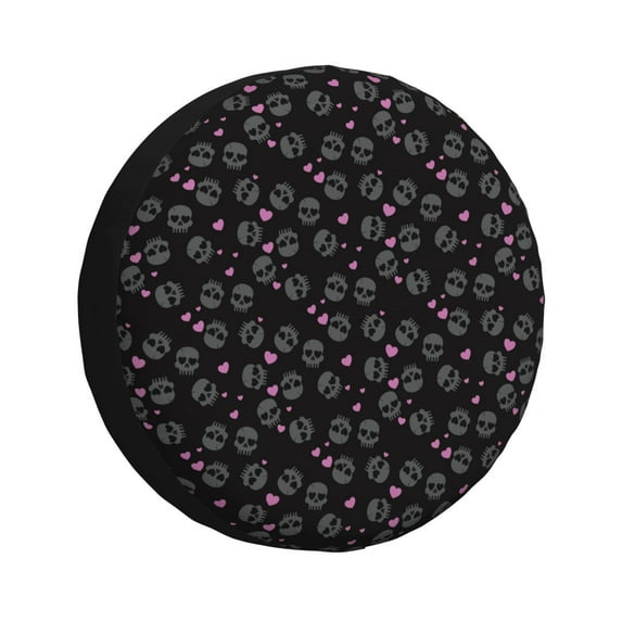 Salouo Cool Skull Love Print Spare Tire Cover 14-17 inch Spare Tire Protector Universal Tough Tire Wheel Cover for Trailer SUV and Truck-