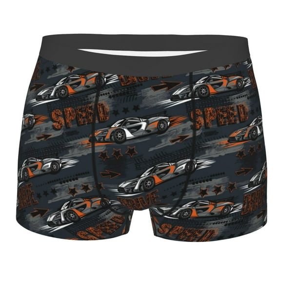 Salouo Cool Sports Car Print Men's Boxer Briefs,Breathable Underwear Elastic Waistband Briefs for Men -Small