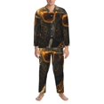 thumbnail image 1 of Salouo Cool Sunglasses Elephant Art Print Button-Front Long Sleeve Pajama Set for Men, Soft 2Pjs Men's Long Sleeve Sleepwear -XX-Large, 1 of 7