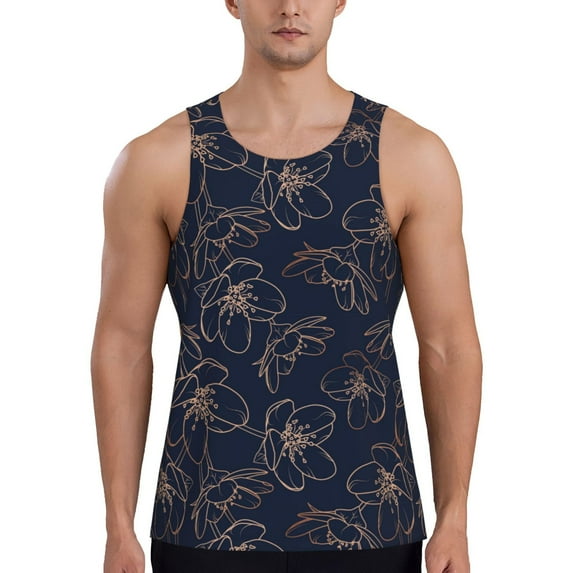 Salouo Copper-Gold Gloss Outline Cherry for Men's Tank Tops,Sleeveless Muscle Shirts for Men Quick Dry Workout Tank Top Gym Muscle Tee Fitness Bodybuilding Sleeveless T Shirt-Small