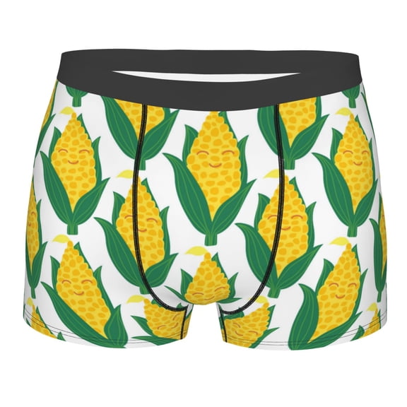 Salouo Corn Cob Print Men's Boxer Briefs,Breathable Underwear Elastic Waistband Briefs for Men -Large