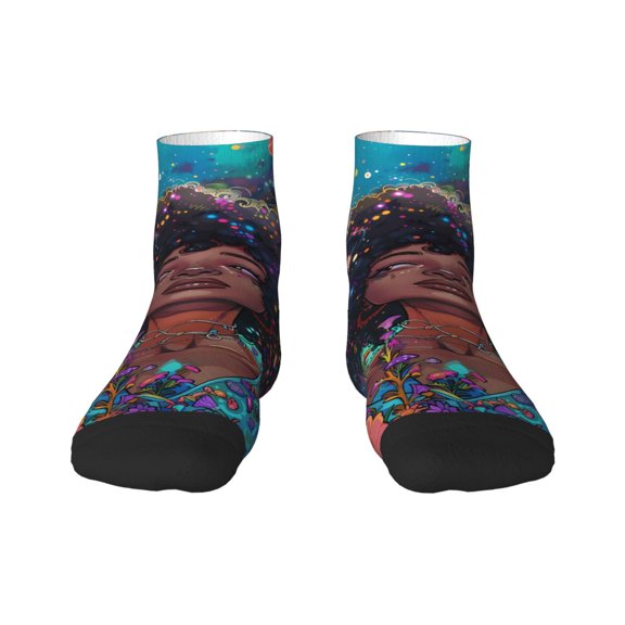 Salouo Cosmic Garden Woman Portrait Pattern Unisex Middle Tube Socks,Middle-Finger Knee High Socks Over The Calf Tube Stocking Crew Stockings for Women and Men Tube Socks
